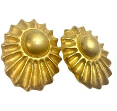 Vintage HERMÈS Soleil Sunburst Gold Plated Earrings. Bijouterie Fantaisie