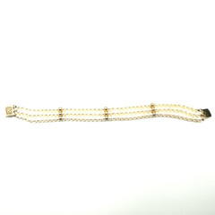 Estate Pearl Bracelet Sz 6.5 Triple Strand 4mm Push Clasp 14K Gold Clasp Spacers
