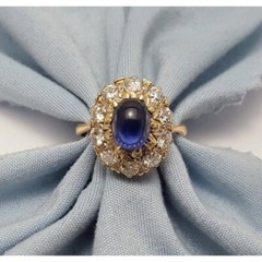 Vintage 14K Karat Solid Two Tone Multi Color Gold Sapphire & Diamond Ring
