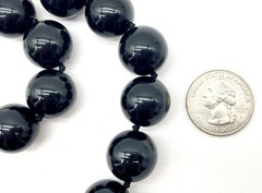 Vtg MONET Large 17 mm Chunky Black Bead Adj Choker 16″ Weighs 2.6 OZ