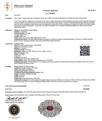 Platinum pin GIA natural No Heat oval ruby 1.03ct & 2.30ct Old European diamonds
