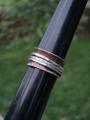 Vtg Modernist 925 Sterling Silver Copper Triple Spinner Band Ring Size 9.5