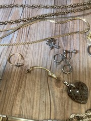 Vintage Estate Jewelery Lot Untested Gold Plated Chains 18 K GP Bail, 925