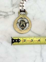 Gorgeous Cara Brown Designs Antique Horse Brass Medallion Jasper Beads Leather