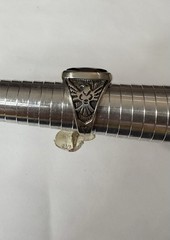 VINTAGE LARGE STERLING SILVER & HEMATITE THUNDERBIRD RING WHEELER MFG CO SIZE 9