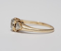 Antique 14k Solid Yellow Gold Engraved Natural Diamond Ring – Size 7.25 1.78g