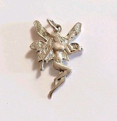 Vtg Sterling 925 Winged Fairy Nymph Pendant
