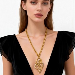 Schiaparelli Inspired Key Hole To The Heart 26in Necklace With 3in Pendant