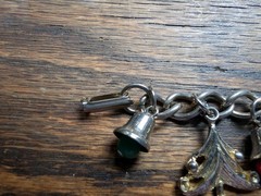 Vintage Christmas 7″ Chain/Charm Bracelet Trees Bells Ornaments