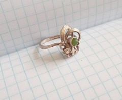 Vintage Ring Nephritie stone Sterling Silver 875 Star USSR time Jewelry size 7.5