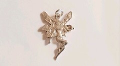 Vtg Sterling 925 Winged Fairy Nymph Pendant