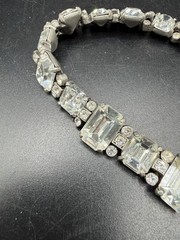 Vintage Eisenberg Crystal Rhinestone Sterling Silver Clasp Heavy Bracelet 7.5”