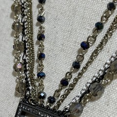 Art Deco 6-Strand Lariat Smoky Quartz Faceted Crystal Necklace w/AB; Dramatic!