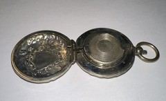 Antique German Silver Coin Locket Pendant Or Fob Charm