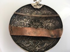 Antique Asian Thailand akha other Tribal Sterling Silver chest ornament plate