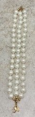 Premier Designs Faux Pearl Bracelet 3 Strand Classic Gold Tone Clasp 1990’s Vtg