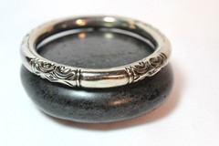 33.6g Vintage Deco Sterling Silver 925 Plated Chinese Rattling Bangle Bracelet