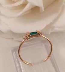 Vintage Jewellery Gold Ring Emerald White Sapphires Antique Deco Dress Jewelry