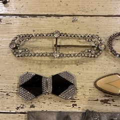 Antique Vintage Rhinestone Belt Buckle Sash Clip Czechoslovakia Deco