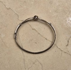 Unique Vintage Sterling Silver Moissanite Oval Safty Clamp Hinge Bangle Bracelet