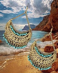 VTG Czech Boho Gold Plated Earrings 1970s Runway Retro Revival Costume Jewelry