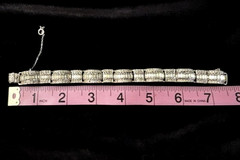 VTG ART DECO Style Rhodium Plated Baguette Rhinestone Link Bracelet 7.5″L BLING!