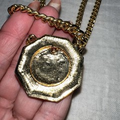 VTG NWT LISNER Runway Statement Roman Coin Rhinestone Medallion Necklace 28” .