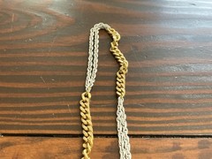 Vintage Crown Trifari White Gold Plated Chain Necklace Jewelry