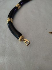 Napier Necklace Black and Gold Tone Beaded Choker Vintage 18 in