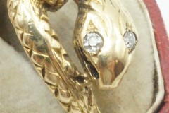 ANTIQUE ENGLISH GEORGIAN 18K GOLD DIAMOND SET COILED SNAKE RING C1800’s