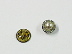 Diamond Rhinestone and Faux Pearl Lapel Pin Brooch