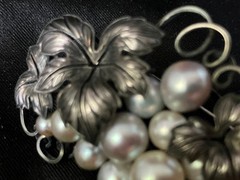 Vintage Sterling Silver Pearl Brooch 27 Multicolor Grape Vine Cluster 20g Tested