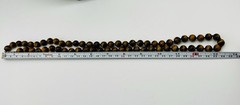 VTG Estate Tiger’s Eye Hand-Knotted Necklace Gemstone Beads Barrel Hook Clasp