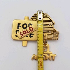Vintage TONA Realtor Brooch Pin Tone #1 Agent Dangle Charm Matte Gold Tone