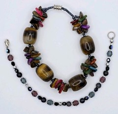 Vintage Estate Beaded Bracelet Lot 14 Pc Art Glass Gemstone Craft Harvest Wear