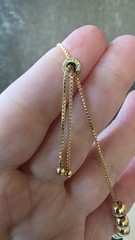 FAS Gold Tone 925 Sterling Silver Beaded Adjustable Chain Bracelet Thailand