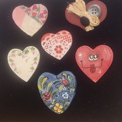 Vintage Heart Brooch Lot Mixed Materials And Styles