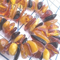 Vtg Baltic Amber Nugget Necklace Sterling Silver Clasp Glows Cognac Egg Yolk 20″