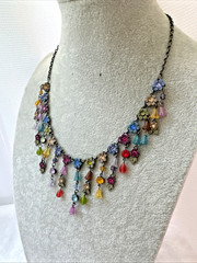 RARE Victorian Revival flower necklace colorful Modernist Jewelry y2k boho fairy