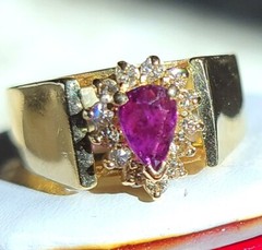 14k yellow gold 0.66ct natural diamond size 5.5 ring ruby vintage heated 4.8gr