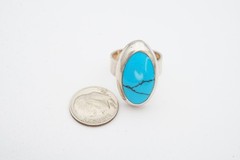 Vintage Mexico Sterling Silver 925 Turquoise Ring Size 8