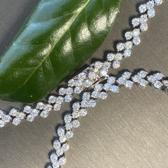 Vintage Necklace Art Glass Estate Jewelry Pre-Owned Rhodium Plated 16″ Choker