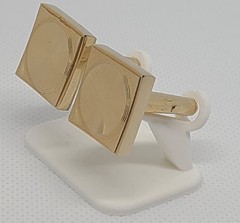 Le Chevron Vintage Gold Tone Square Bullet Back Cufflinks Presentation Box