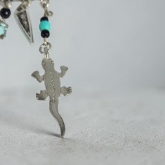 VTG Sunwest Silver Sterling Dangle Fetish Brooch Turquoise Animal Pin Zia Sun