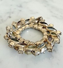 Vintage Silver Tone Unsigned Juliana DeLizza Pastel Glass & Rhinestone Brooch