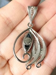 Vintage Sorrento sterling silver filigree hematite Pendant
