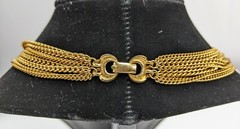 VINTAGE Classic Yellow Gold Tone Multi 6 Strand Chain 20″ Necklace