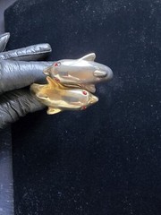Silver and Gold Tone Dolphin Clamper Vintage Bracelet