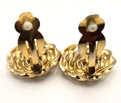 Vintage Shiny Large Clip-On Huggie Earrings Gold/Silver Tone 1970s-1990s