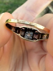 1930s Art Deco 10K Gold Diamond Engagement Ring Two Tone Illusion Sz 7.25